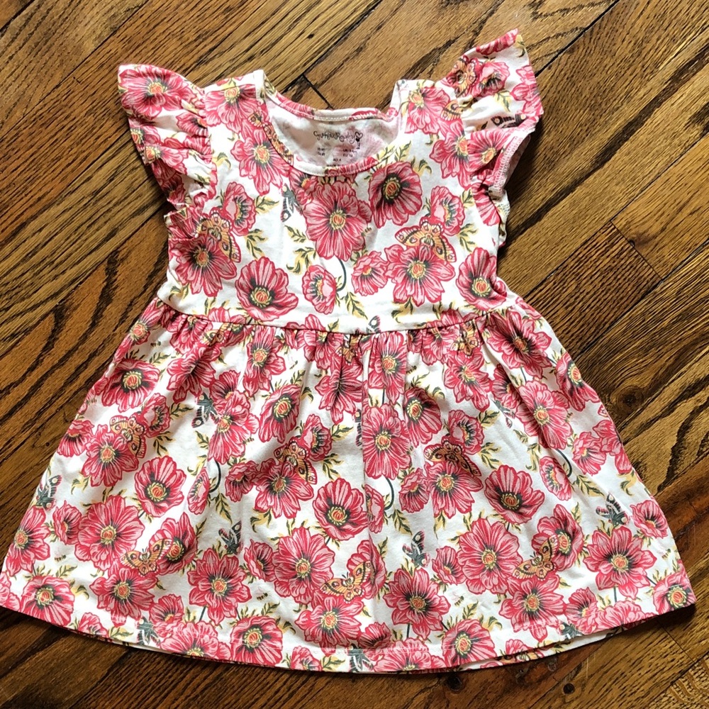 Cynthia Rowley Pink Floral Flutter-Sleeve Dress